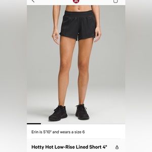 Lululemon Hotty Hot Low Rise Short 4" lined BNWT